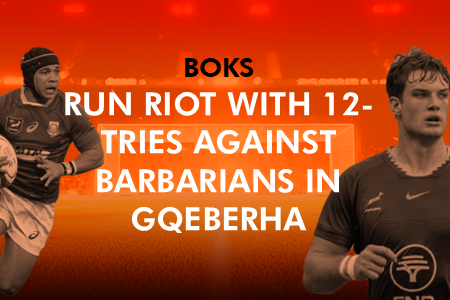 Boks Run Riot with 12-Tries Against Barbarians in Gqeberha